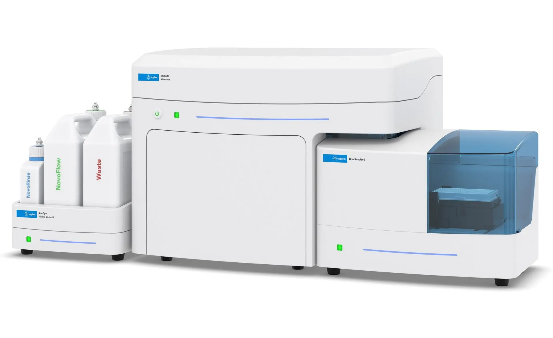 NovoCyte Advanteon with fluidics station and NovoSampler, view from the right