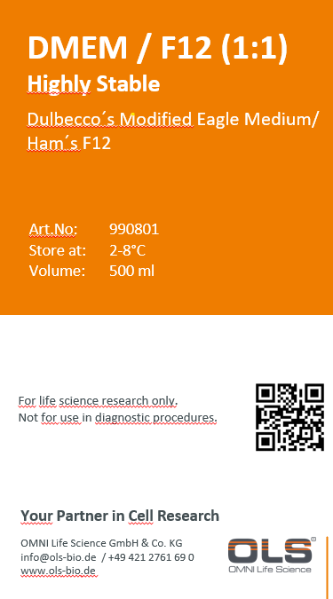 DMEM/F12 (1:1), Dubelcco´s Modified Eagle Medium/Ham´s F12, Highly Stable Glutamine