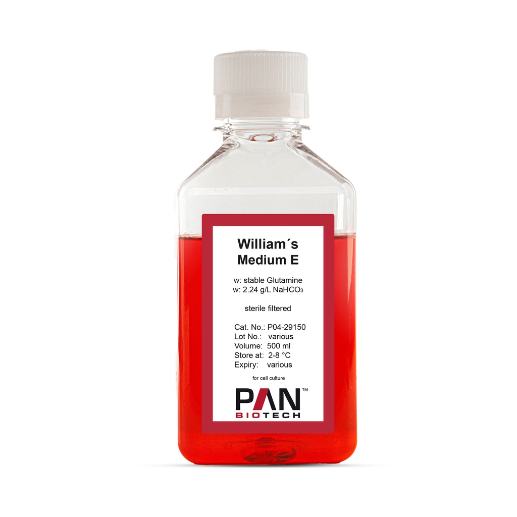 William´s Medium E, w: stable Glutamine, w: 2.24 g/L NaHCO3, 500 ml