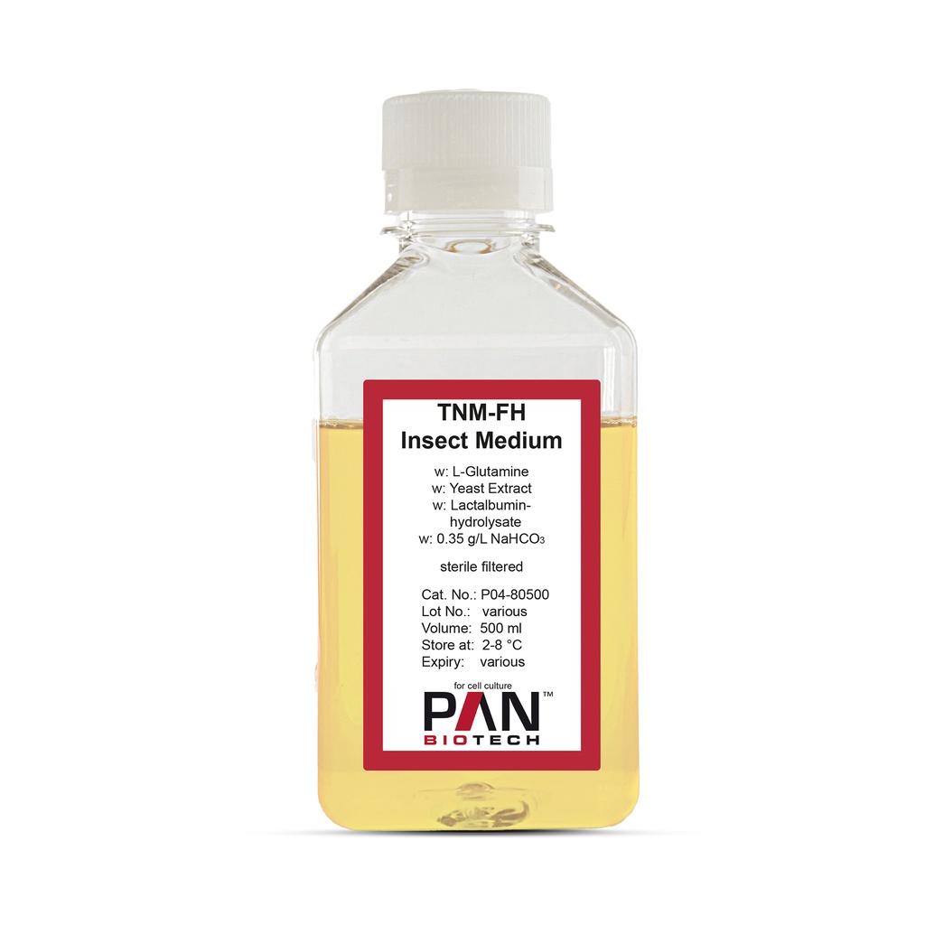 TNM-FH Medium, w: L-Glutamine, w: Lactalbumine Hydrolysate, w: Yeast extract, w: 0.35 g/L NaHC03, 500 ml
