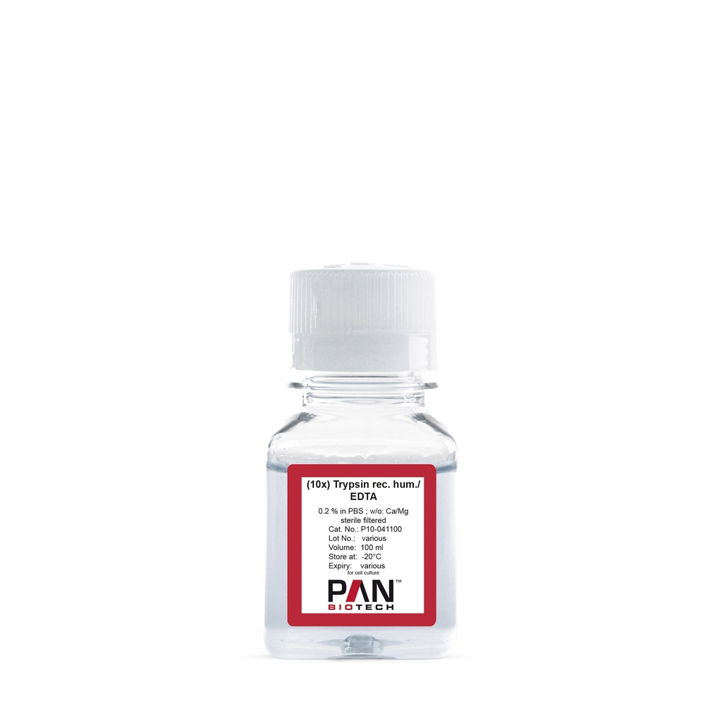 (10x) Trypsin rec. hum. /EDTA 0.2 % in DPBS, w/o: Ca and Mg, 100 ml