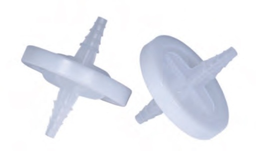 PTFE Vent Filter Membrane: PTFE,  Pore size: 0.2 µm,  Diameter: 37 mm, Sterile,  w/ HB inlet and outlet [VPTS11SHH]