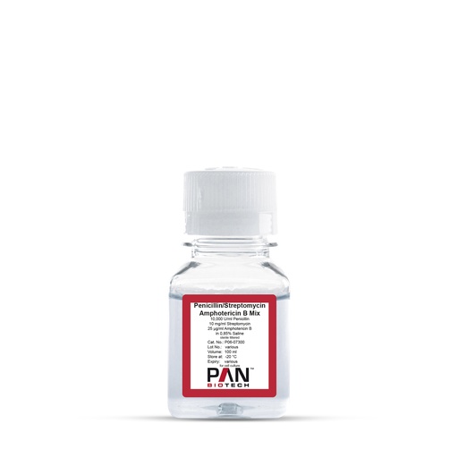 [P06-07300] Penicillin-Streptomycin/Amphotericin B Mix, 10.000 U/ml Penicillin, 10 mg/ml Streptomycin, 25µg/ml Amphotericin B in 0,85% Saline, 100 ml